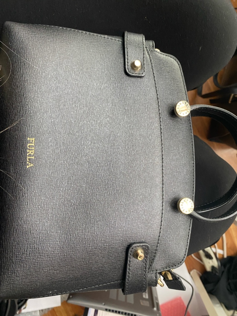 Furla Black Leather Mini Crossbody with Gold Hardware - Picture 6 of 8